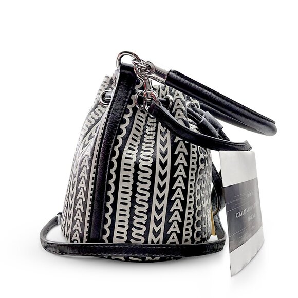 Marc Jacobs “The Monogram” Mini Bucket Bag Lamb Leather – Black White – H653L03F - Picture 4 of 10